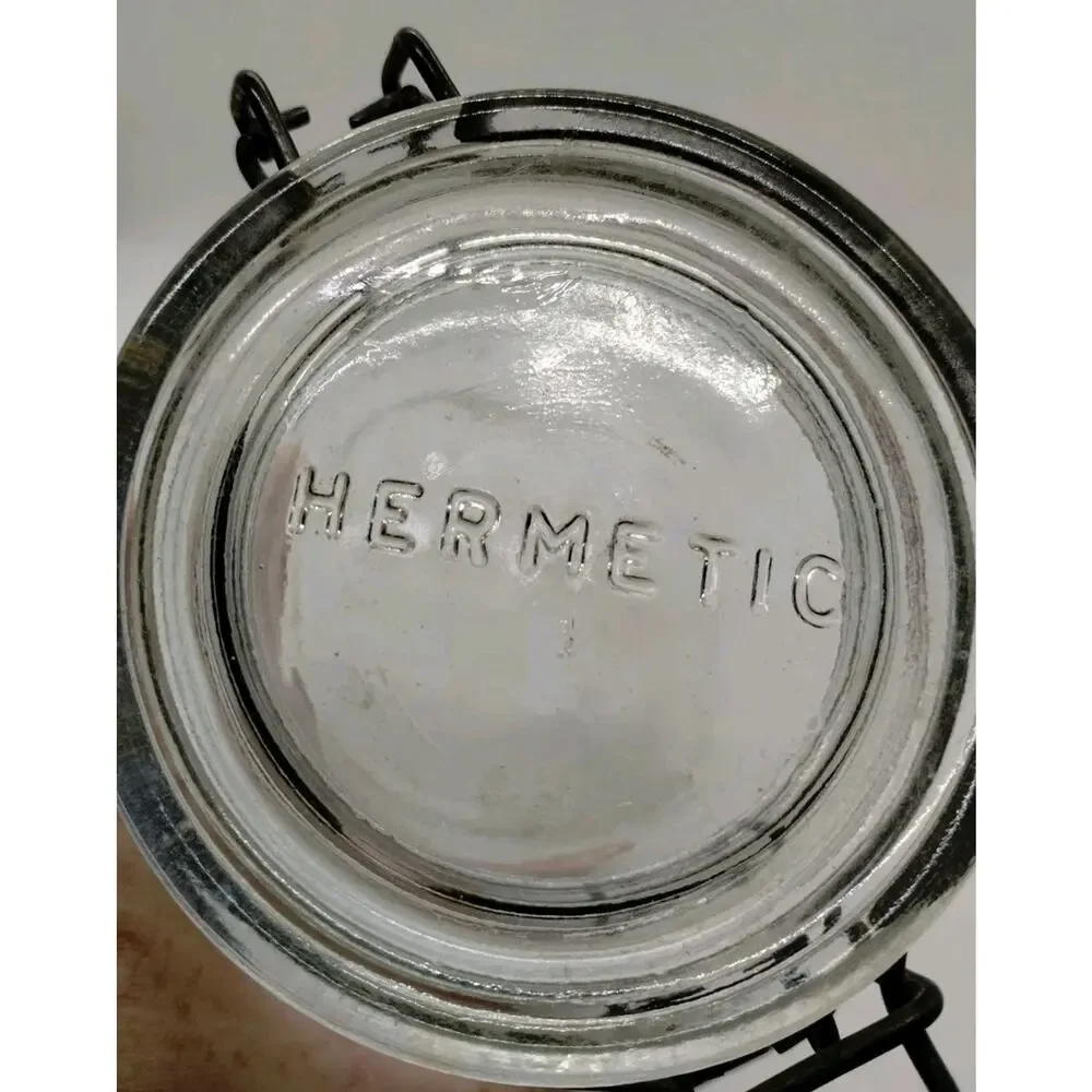 Hermetic Clear Glass Canister Jar 3/4L - Wire Hinged Lid - Made in Italy
